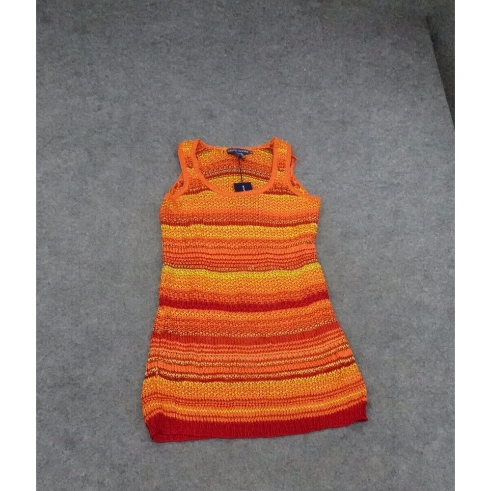 Polo Ralph Lauren Dress Womens Medium Lined Orange Yellow Red Knit Sleeveless B